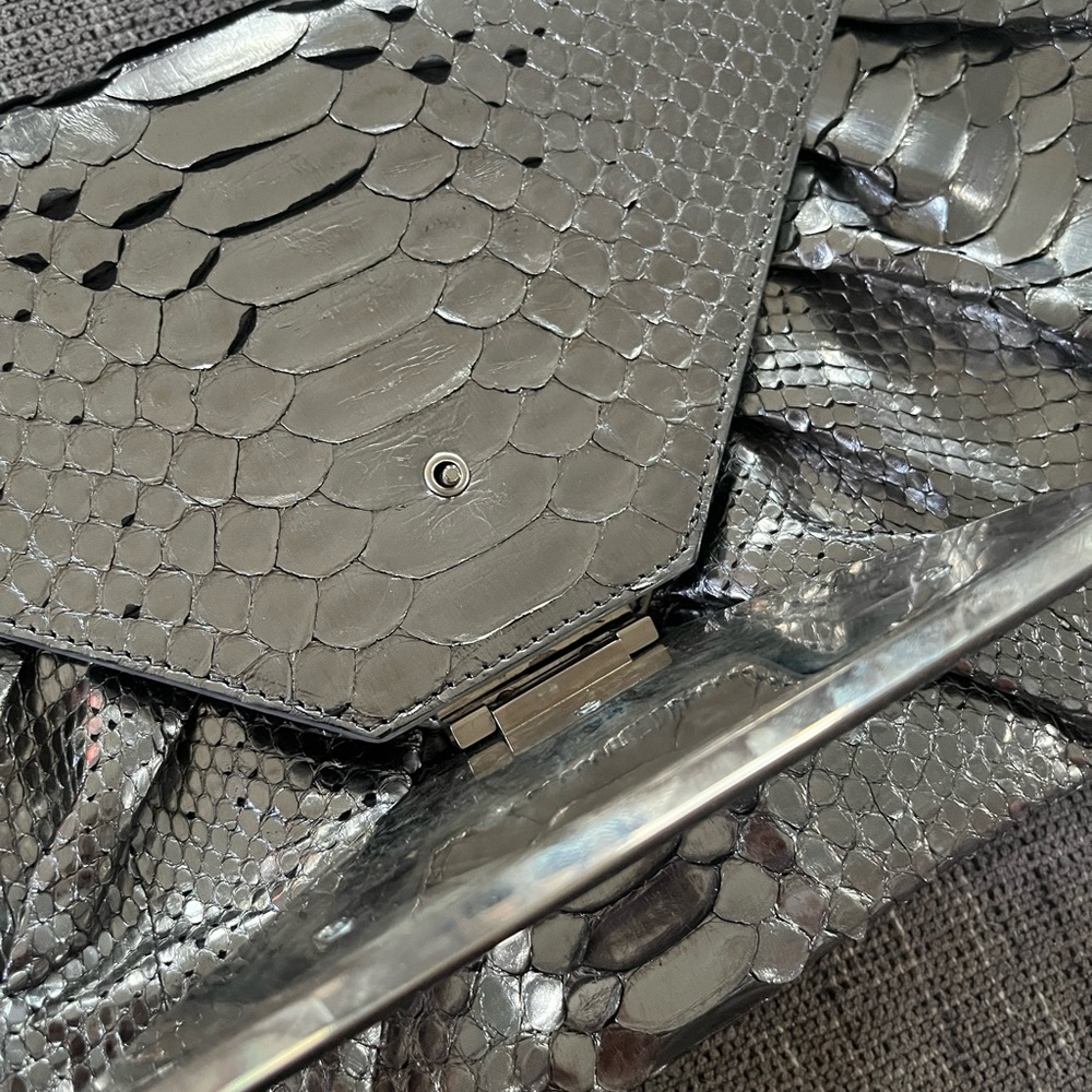 Jane August *Autographed* Silver Python Handbag V… - image 3